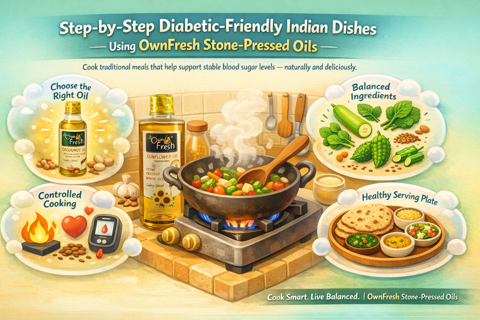 Managing diabetes: how smart oil choices and healthy cooking habits can help support balanced blood sugar.