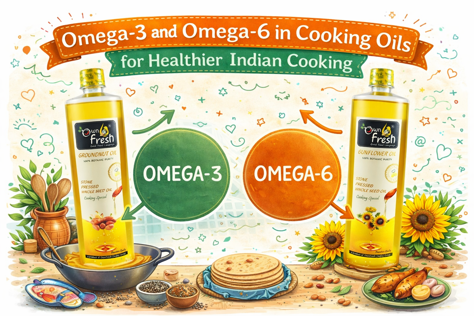 Omega-3 and omega-6 in cooking oils for healthier Indian cooking