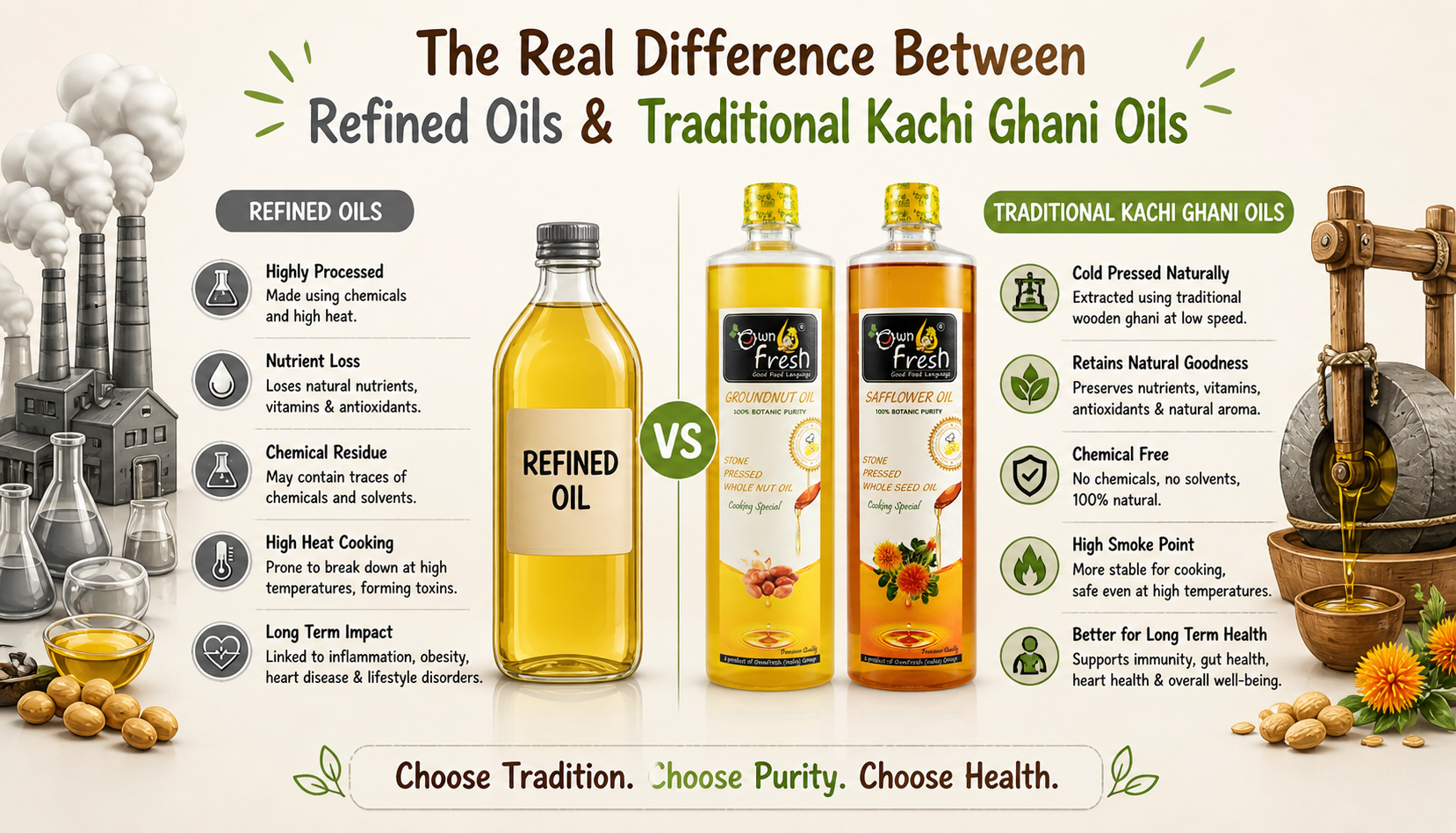 Traditional kachi ghani oils are the top choice for restaurants and modern Indian kitchens